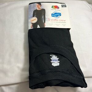 New Fruit of the Loom Women's Eversoft Waffle Thermal Top Black in various sizes